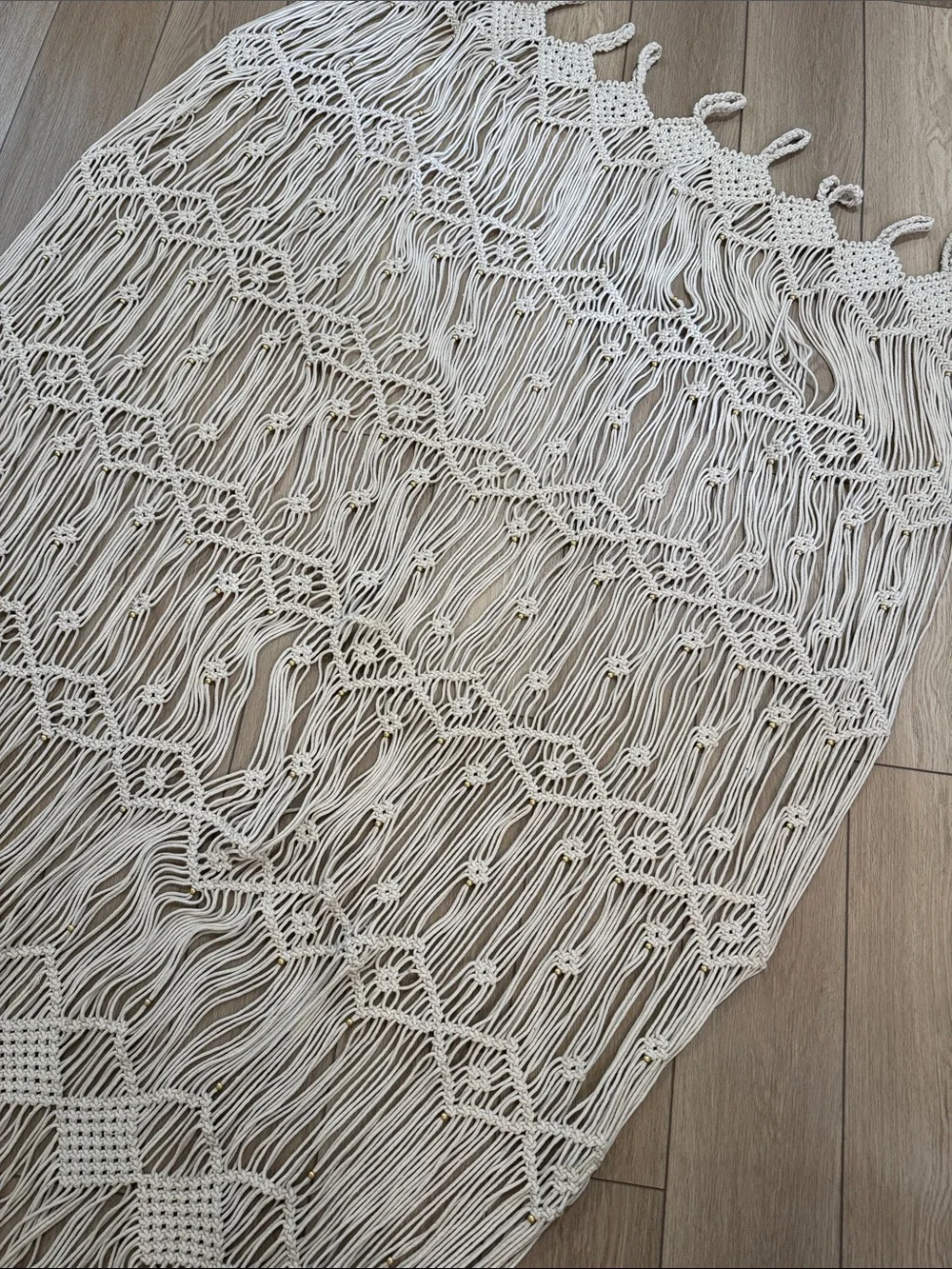 Rachel Zoe Macrame Window Two Curtain Panel Rope Off White 44